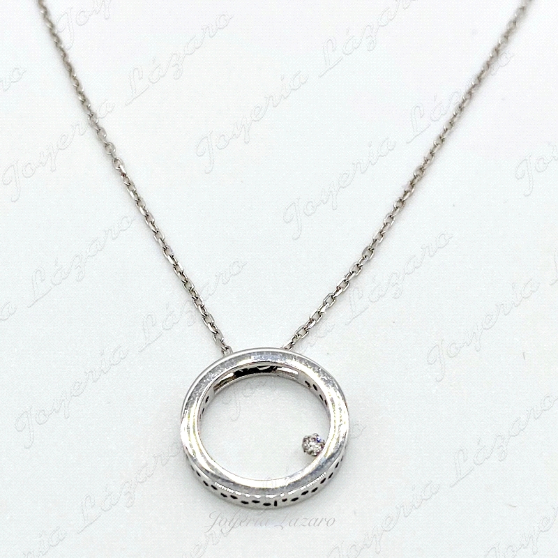 GARGANTILLA. 18KTBL ARO KARMA DIAMANTES BRILLANTE 0.015 CIRCULO