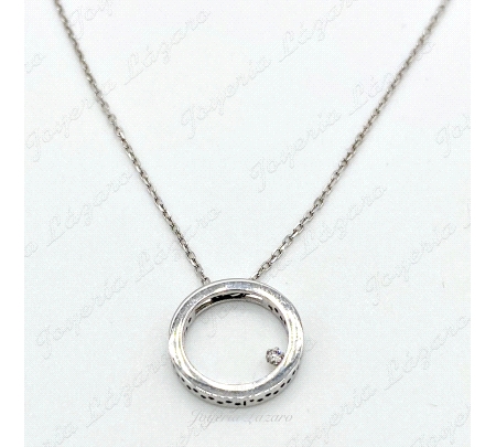 GARGANTILLA. 18KTBL ARO KARMA DIAMANTES BRILLANTE 0.015 CIRCULO
