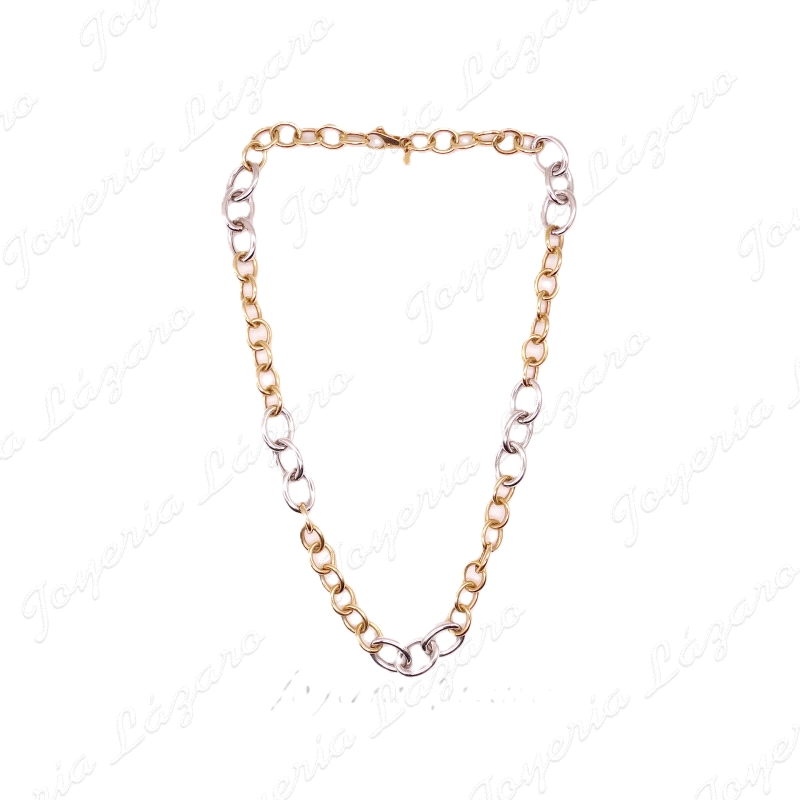 GARGANTILLA 18KTS ESLABONES BICOLOR ITALIANO