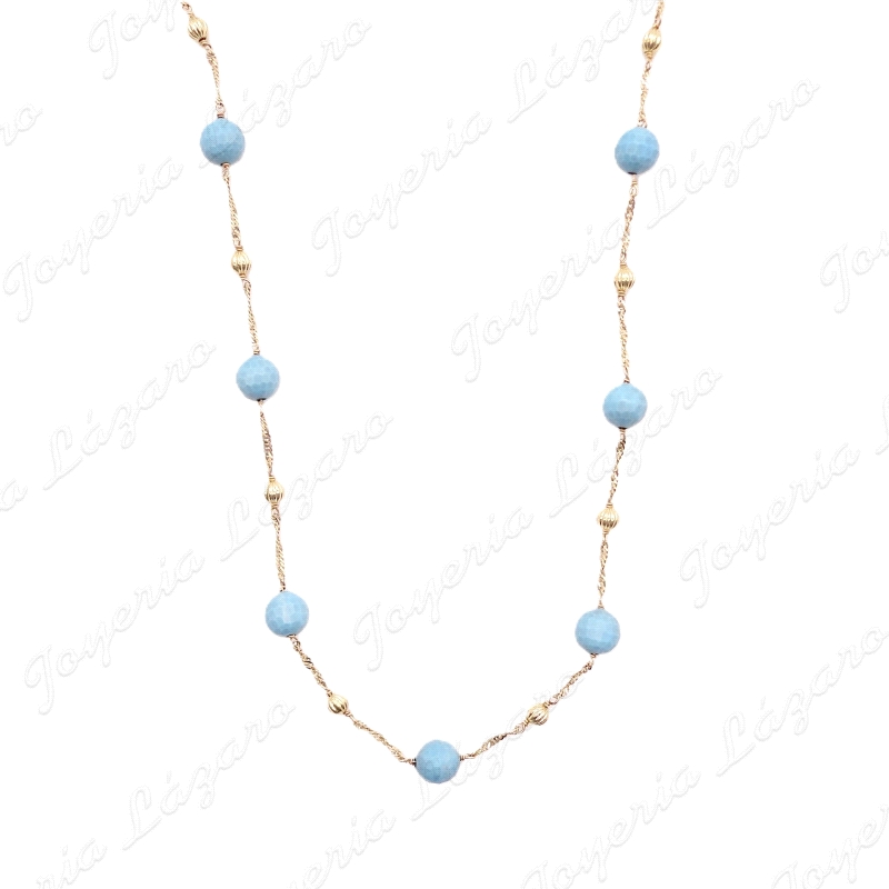 GARGANTILLA 18KTS TURQUESAS FACETADA