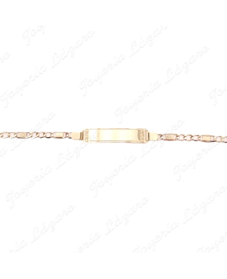 ESCLAVA ORO 18 KTS CADETE ESLABON GRECA PLACA LISA FILO GRECA