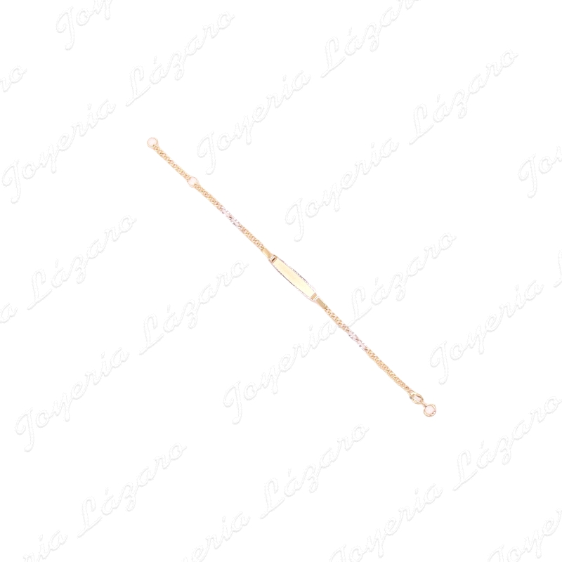 ESCLAVA BEBE ORO 18 KTS BICOLOR 2 POSTURAS, PLACA FILO BL+4 ESLABONES