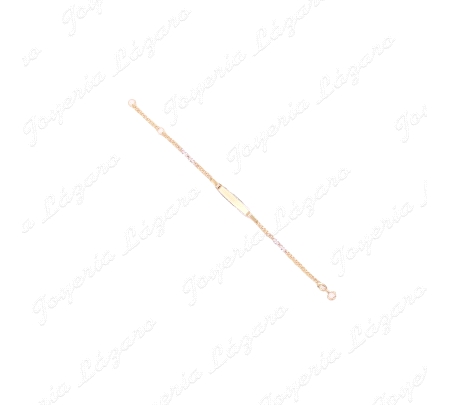 ESCLAVA BEBE ORO 18 KTS BICOLOR 2 POSTURAS, PLACA FILO BL+4 ESLABONES