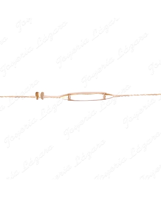 ESCLAVA BEBE ORO 18 KTS PLACA RECT. +MARIPOSA BRILLO DOBLADA