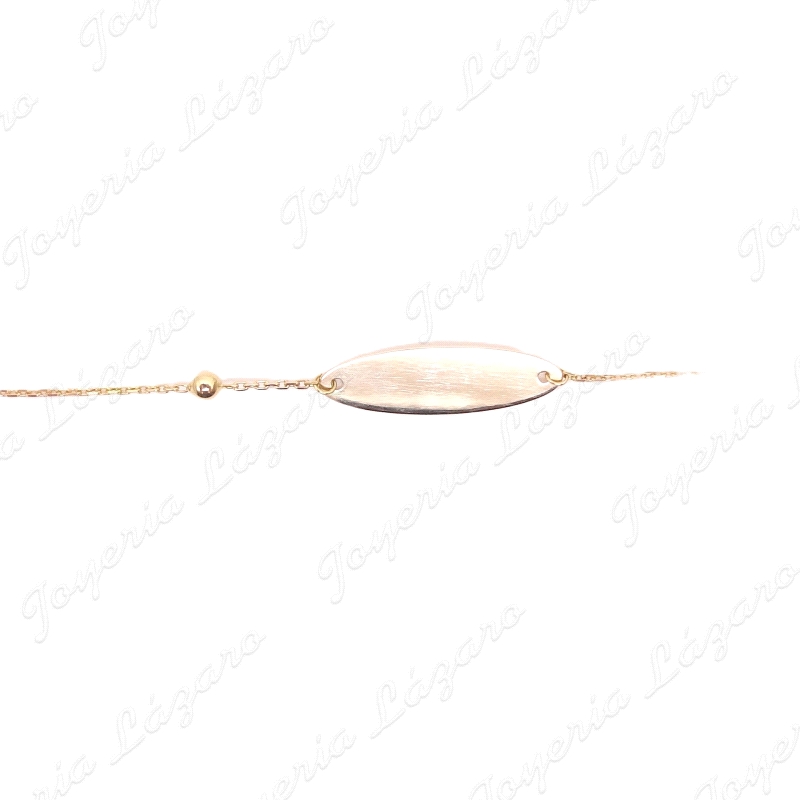 ESCLAVA BEBE ORO 18 KTS 2 POSTURAS PLACA OVAL+1BOLI TA ESLB. FORZADO F