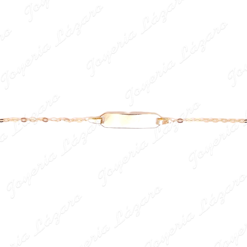 ESCLAVA BEBE ORO 18 KTS PLACA RECT. BRILLO ESLB. FORZADO