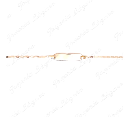 ESCLAVA BEBE ORO 18 KTS PLACA RECT. BRILLO ESLB. FORZADO