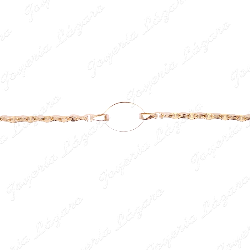 ESCLAVA BEBE ORO 18 KTS PLACA OVALADA ESLAB. BARCO FANTASIA