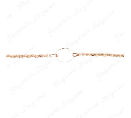 ESCLAVA BEBE ORO 18 KTS PLACA OVALADA ESLAB. BARCO FANTASIA