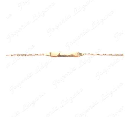 ESCLAVA BEBE ORO 18 KTS PLACA RECT. BRILLO 1X1 1MM
