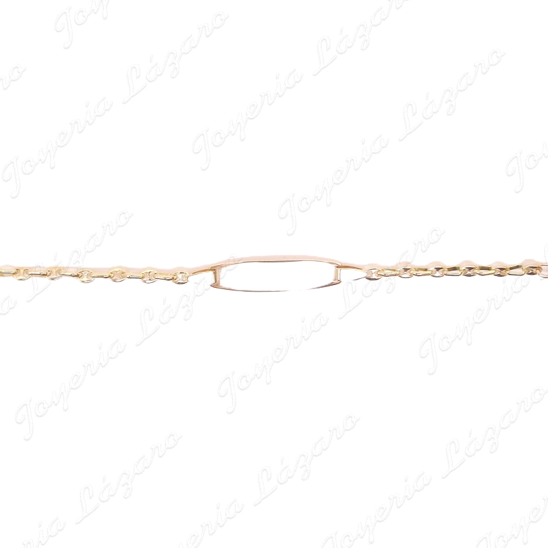 ESCLAVA BEBE ORO 18 KTS 2ª POSTURA PLACA BRILLO ESLAB. CALABROTE+OVAL