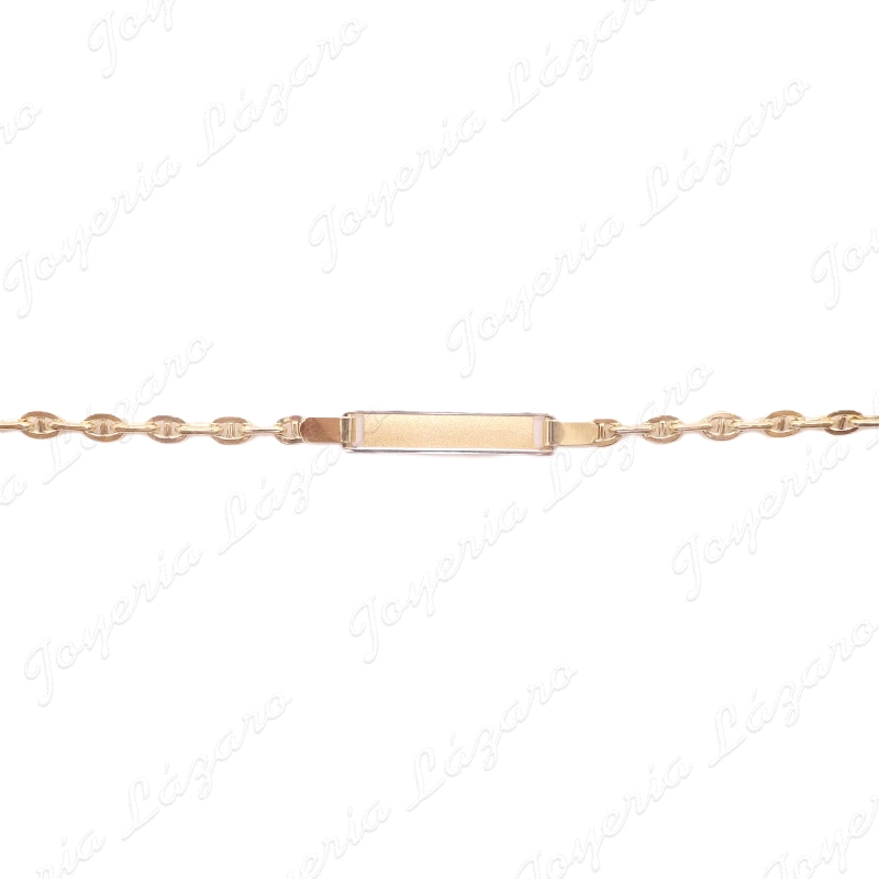 ESCLAVA BEBE ORO 18 KTS 2ª POSTURA PLACA BICOLOR CADENA FORZADA