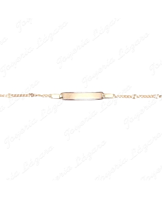 ESCLAVA BEBE ORO 18 KTS  PLACA BICOLOR, 2 POSTURAS, MOTIVOS TALLADOS C