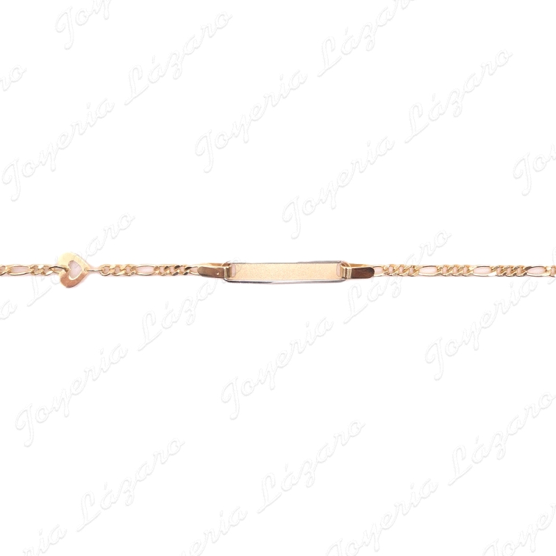 ESCLAVA BEBE ORO 18 KTS 2 POSTURASPLACA BIC.+1 CORAZON EN CADENA