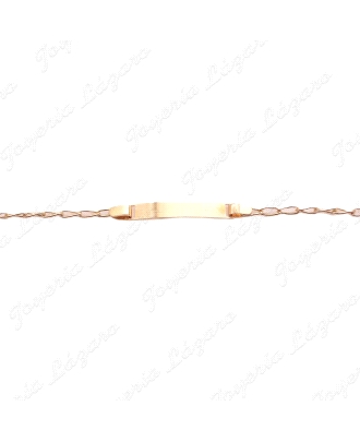 ESCLAVA BEBE ORO 18 KTS CHAPA LISA BRILLO CADENA BARBADA 2 POSTURAS