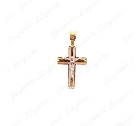 CRUZ ORO 18 KTS DOBLE CUERPO 14x20mm CRISTO EN BL.
