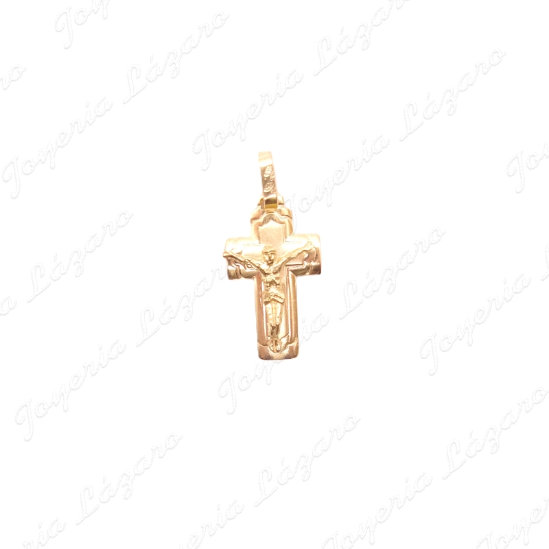 CRUZ ORO 18 KTS 13x22mm CHAPA CUADRADA+CRISTO