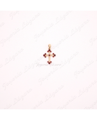 CRUZ ORO 18 KTS PIEDRAS GRANATE 25X20MM