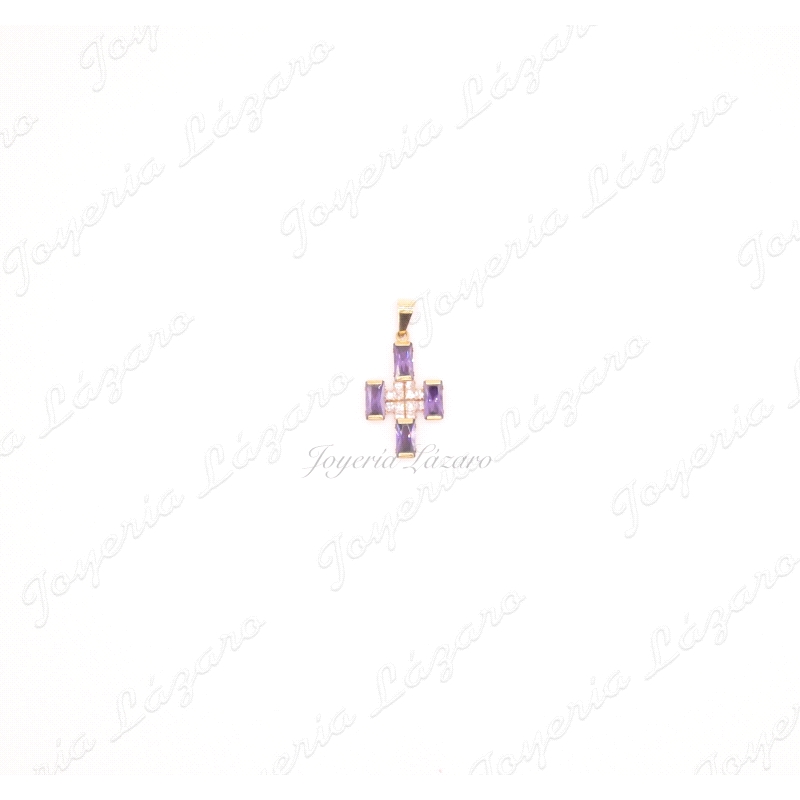 CRUZ 18KTS AMATISTAS CIRCONITAS