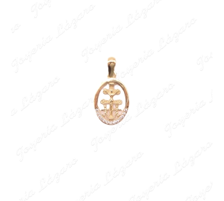 CRUZ DE CARAVACA ORO 18 KTSMITAD CIRCONITAS