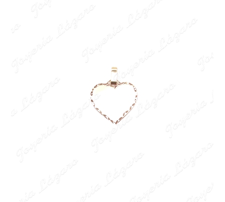 COLGANTE GR. ORO 18 KTS CORAZON FILO TALLADO BRILLO 30X30SIN ASA