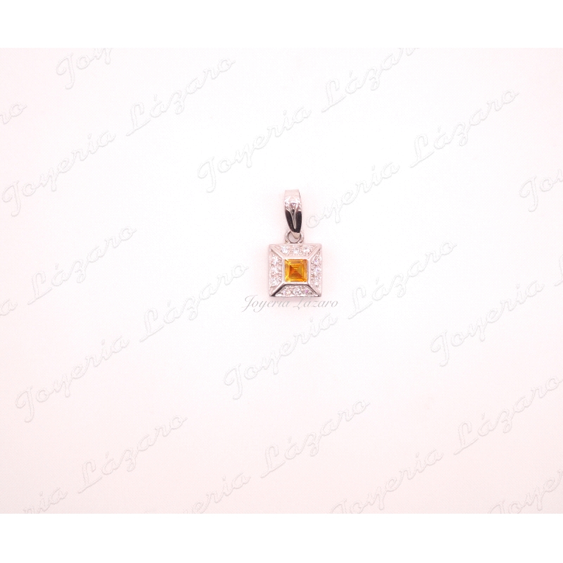 COLGANTE 18KT BL. PIEDRA AMARILLA