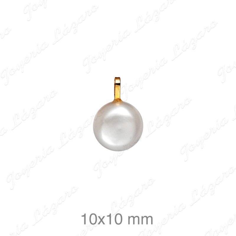 COLGANTE ORO 18 KTS PERLA CULTIVADA BOTON 10X10MM