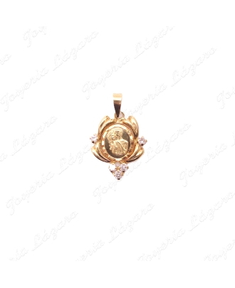 COLGANTE ORO 18 KTS ENAMORADOS SILUETA DOS CIRCO EN LADOS +3 DEBAJO