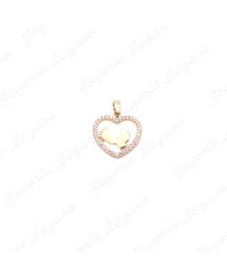 COLGANTE ORO 18 KTS CORAZON PIES CIRCONITA 13MM