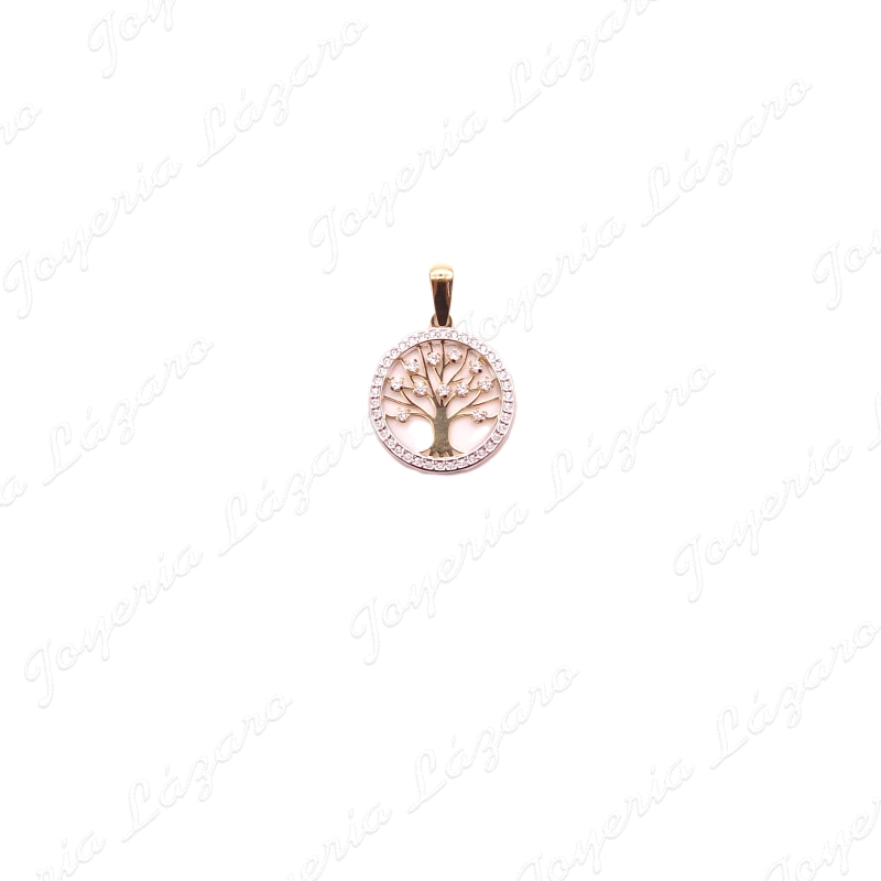 COLGANTE ORO 18 KTS BICOLOR ARBOL VIDA CRECO CIRCONITAS