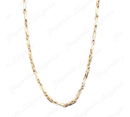CADENA 60 CM. ORO 18 KTS ESLAB. CHAPAS ENLAZADOS GRECA