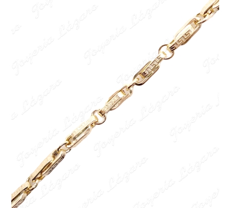 CADENA 60 CM. ORO 18 KTS ESLAB. CHAPAS ENLAZADOS GRECA