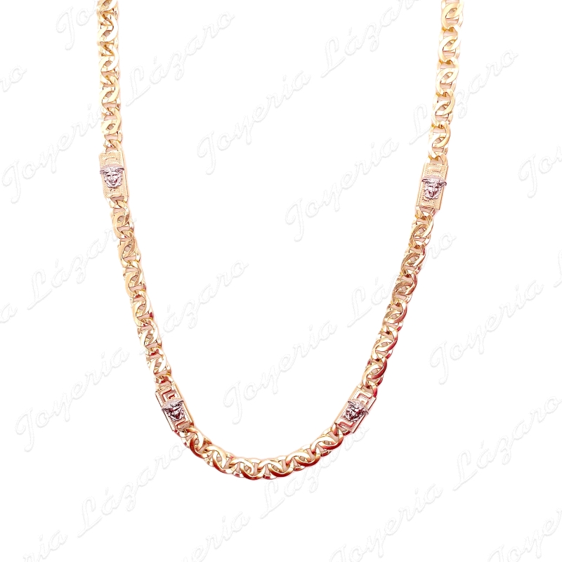 CADENA COLLAR  70 CM. ORO 18 KTS CADENA+PLACAS MEDUSA BLANCA DISEÑO IT