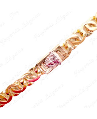 CADENA COLLAR  70 CM. ORO 18 KTS CADENA+PLACAS MEDUSA BLANCA DISEÑO IT