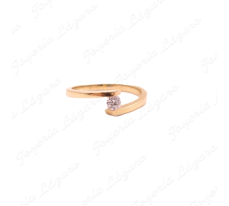 ORO 18 KTS SOLITARIO DIAMANTE BRILLANTE 0.10CT MONTURA AL AIRE