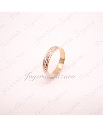 ALIANZA ORO 18 KTS BICOLOR 4MM FACETADA ESTRELLA