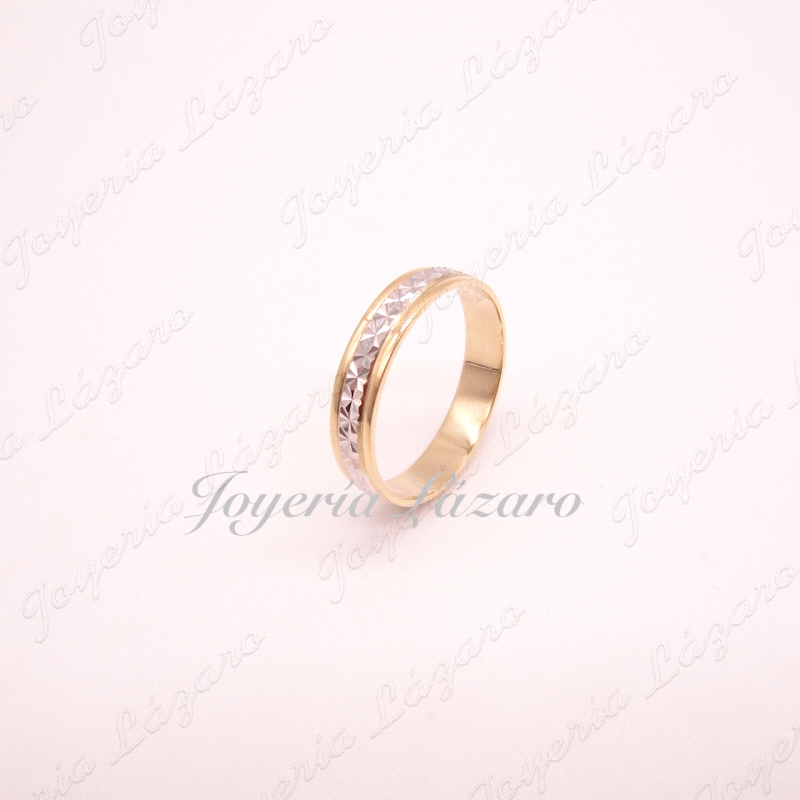 ALIANZA ORO 18 KTS BICOLOR 4MM FACETADA ESTRELLA