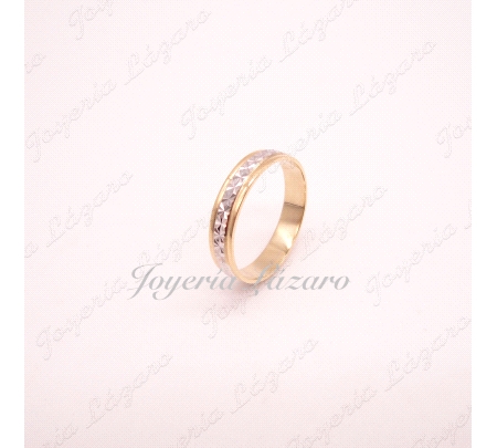 ALIANZA ORO 18 KTS BICOLOR 4MM FACETADA ESTRELLA