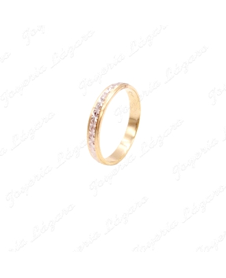 ALIANZA ORO 18 KTS 3MM BICOLOR FACETADA ESTRELLAS