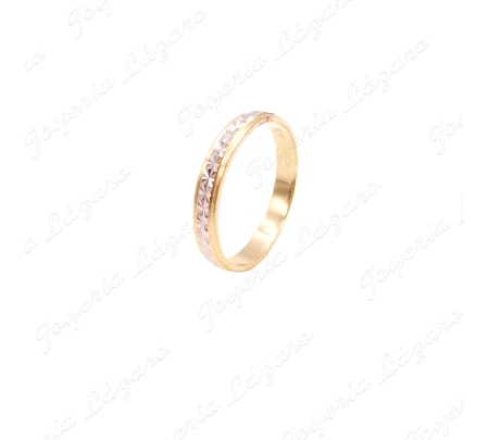 ALIANZA ORO 18 KTS 3MM BICOLOR FACETADA ESTRELLAS