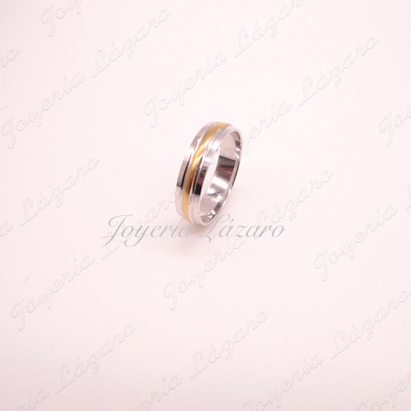 ORO 18 KTS ALIANZA BICOLOR CENTRO AMARILLO MATE 5 MM Nº16