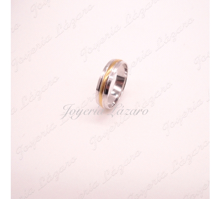 ORO 18 KTS ALIANZA BICOLOR CENTRO AMARILLO MATE 5 MM Nº16