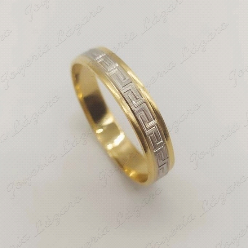 ORO 18 KTS ALIANZA BIC. 4MM GRECA Nº24