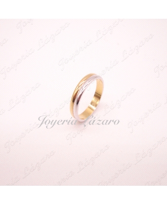 ORO 18 KTS ALIANZA BICOLOR 2 BANDAS 1/2 CAÑA Nº15