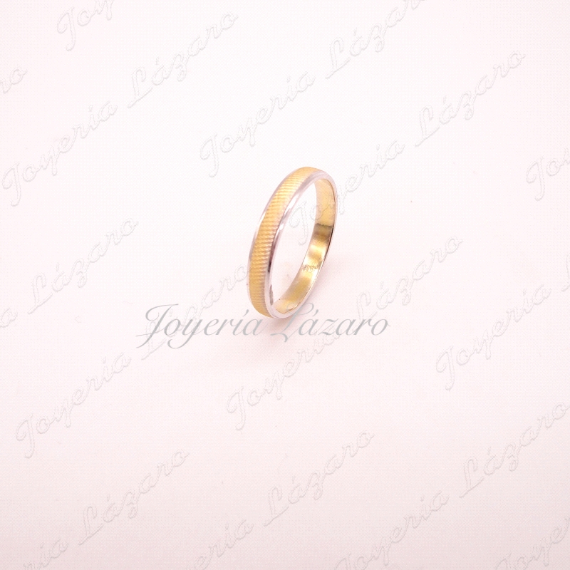 ALIANZA 18KT BICOLOR 3MM TEXTURA Nº13