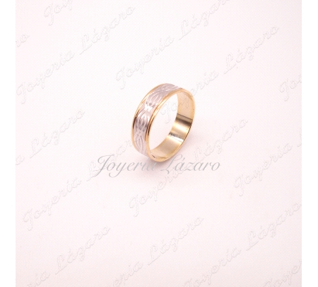 ALIANZA 18KTS BIC. 6MM DISEÑO DIBUJO TRENZA Nº22