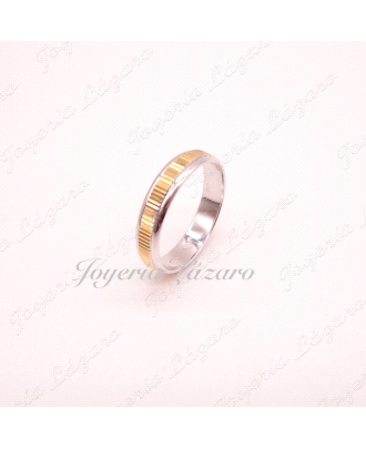 ALIANZA 18KTS BIC. 4MM CENTRO RALLADA  Nº12