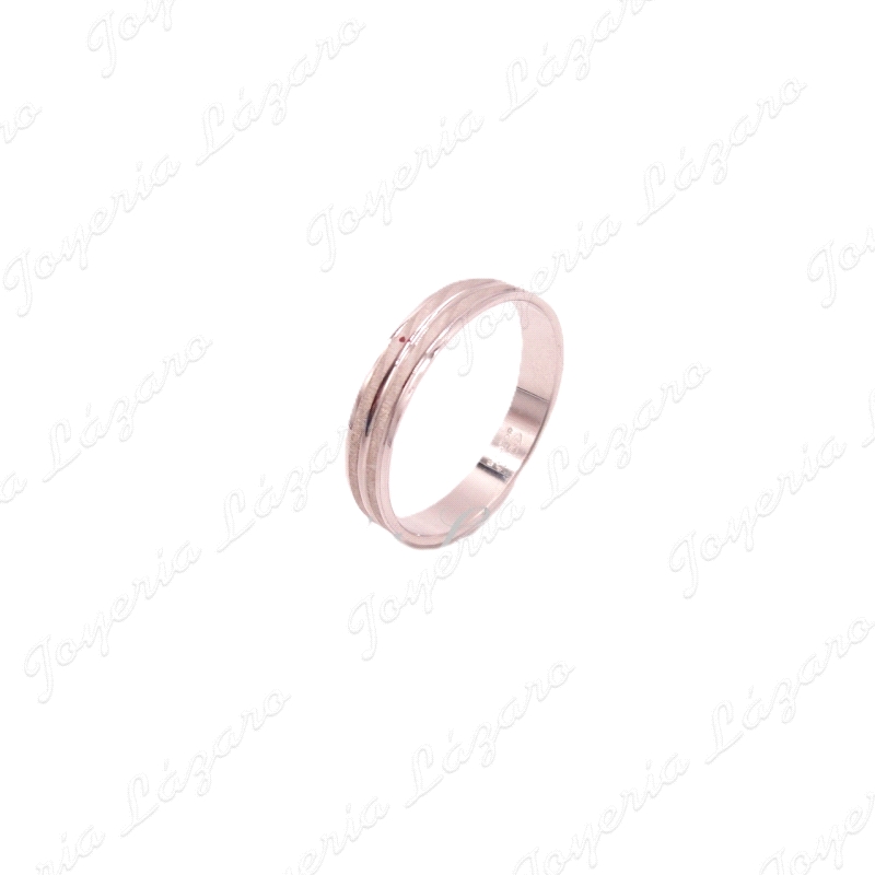 ALIANZA 18KTS BL. 4MM 2 BANDAS TALLADAS LASER Nº16