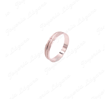 ALIANZA 18KTS BL. 4MM 2 BANDAS TALLADAS LASER Nº16