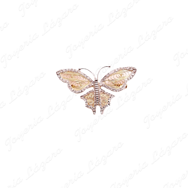 BROCHE 18KTS BICOLOR MARIPOSA